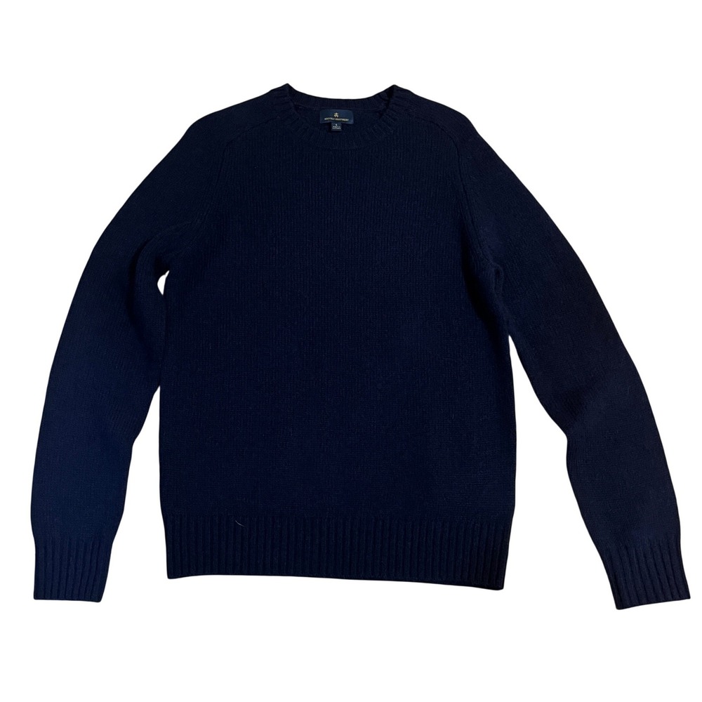 Brooks Brothers Mens Navy Blue Wool Crewneck Sweater S Preppy Old Money